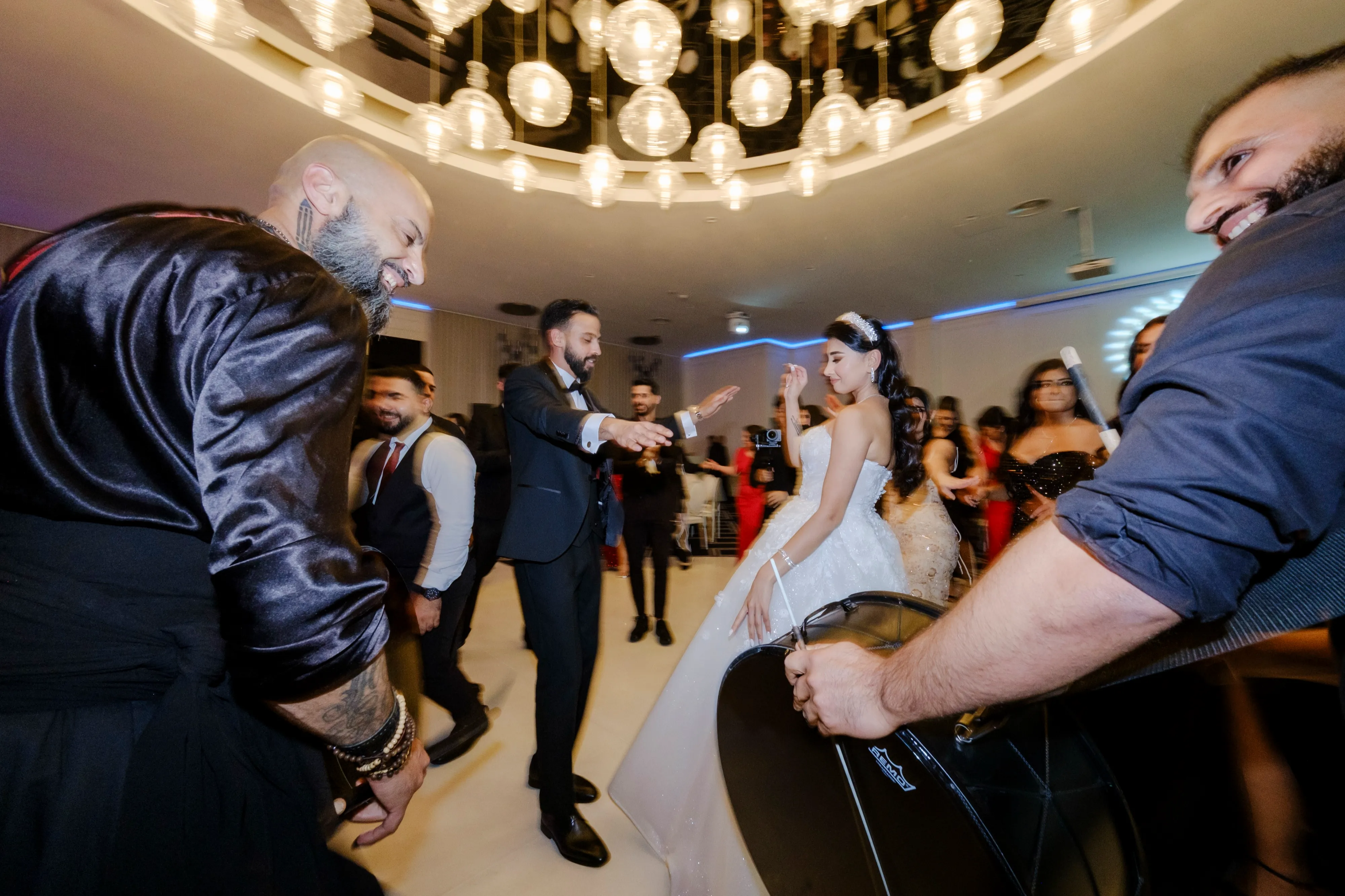 Bride and groom dancing together at their wedding reception