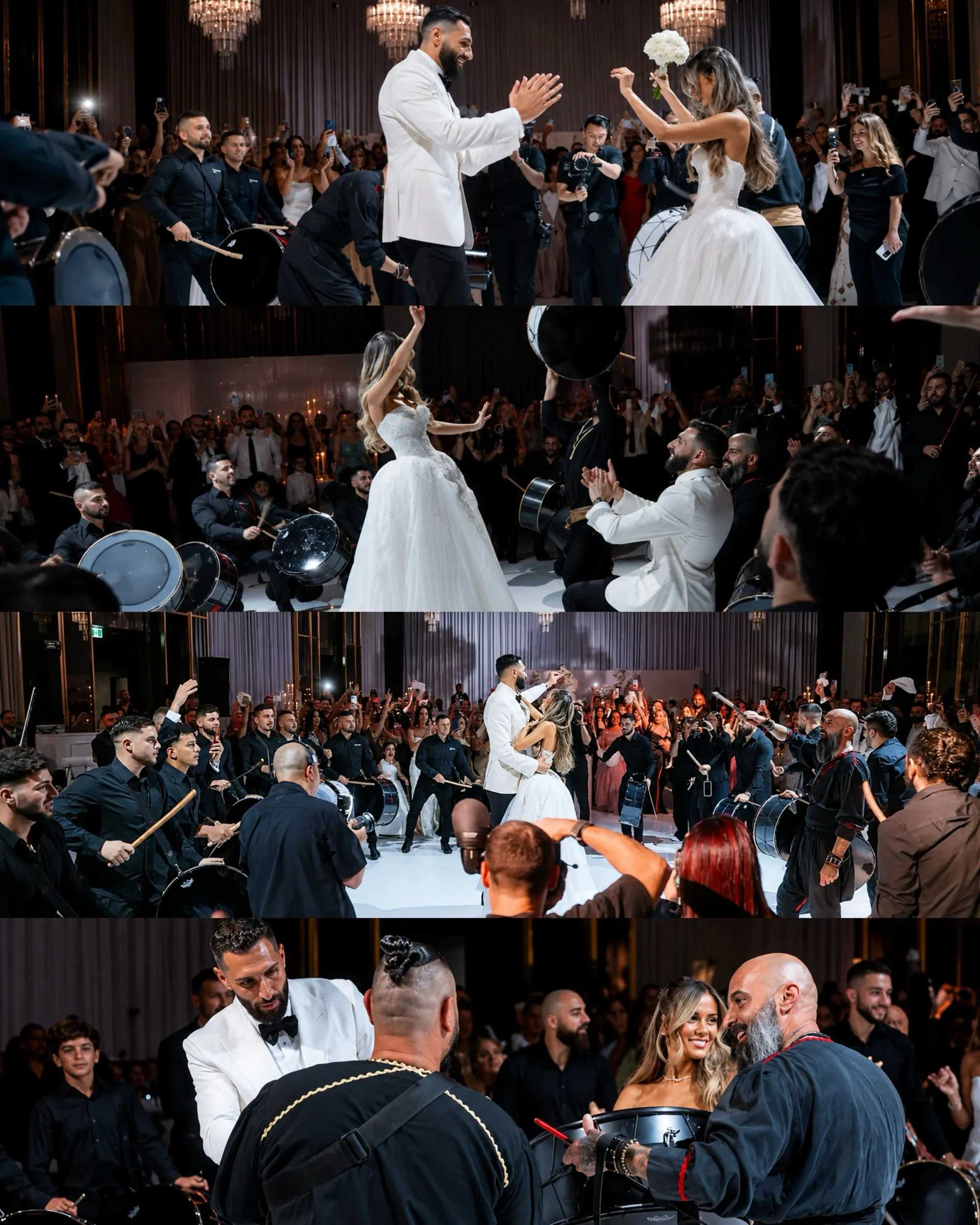 Collage of IAMNSA wedding drumming moments