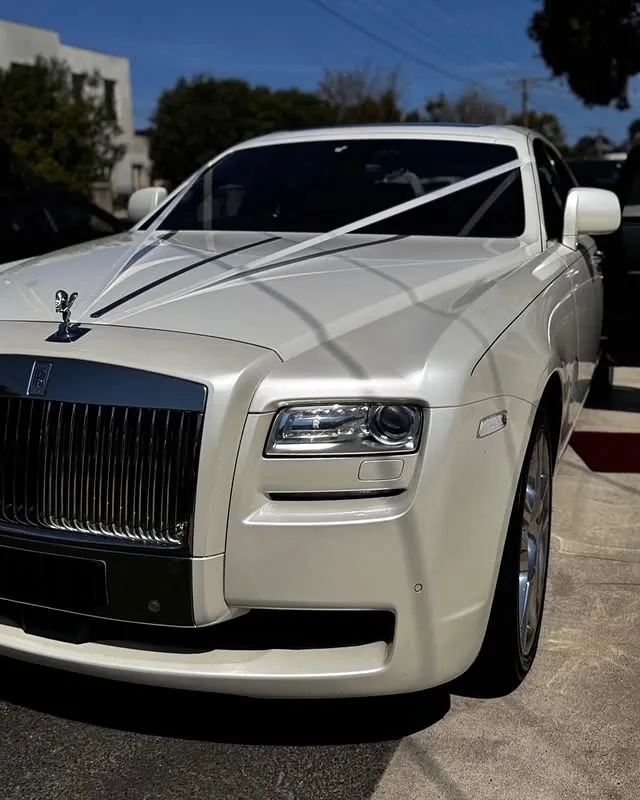 White Rolls-Royce wedding car close-up